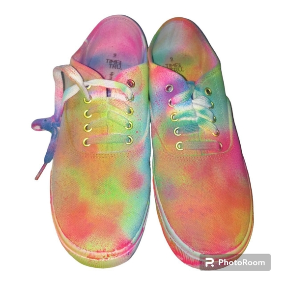 Homemade Custom Hippie Tie Dye Sprayed memory foam time n tru size 9 women'sshoe - Picture 3 of 6